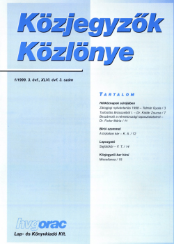 Közjegyzők Közlönye 1999 borítókép