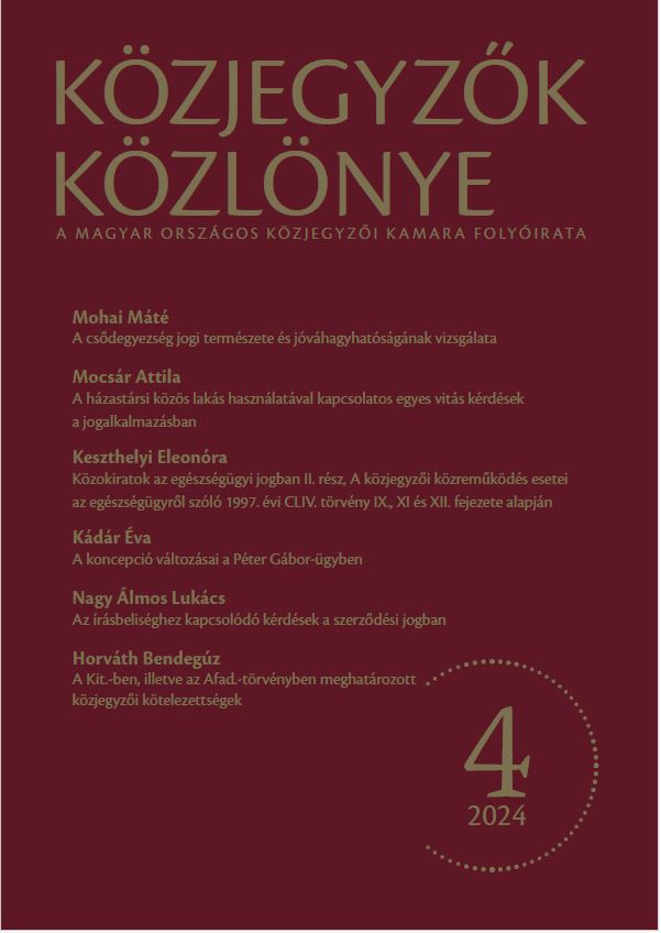 Közjegyzők Közlönye 2024 borítókép